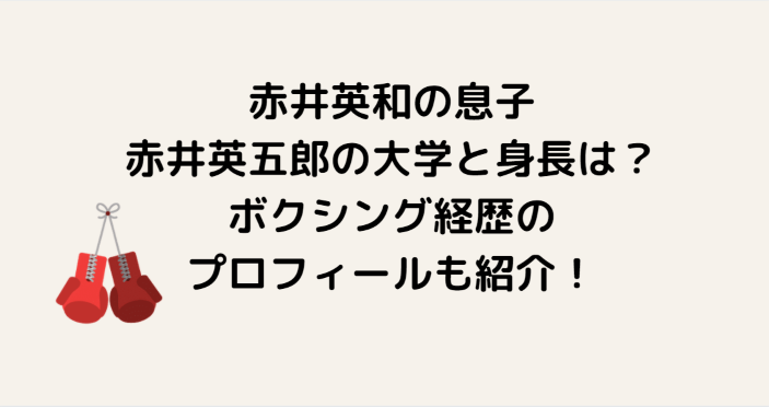 赤井英和の息子 赤井英五郎の大学と身長は ボクシング経歴のプロフィールも紹介 Information Mania